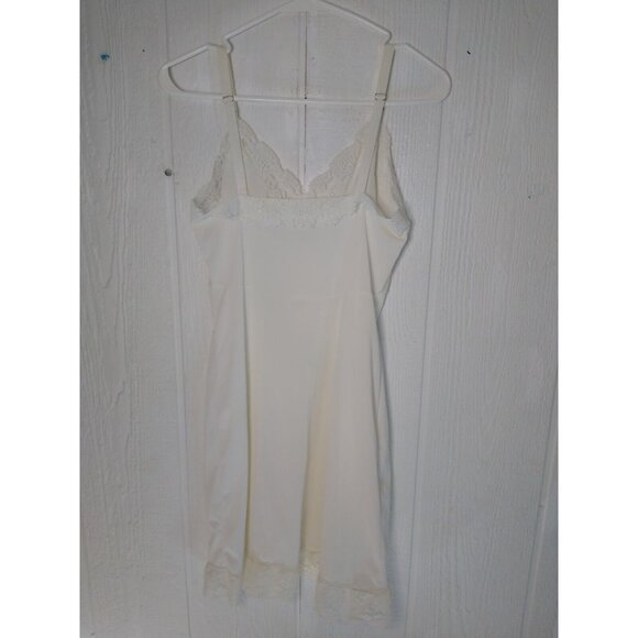 Vintage Artemis 60s Lace Ivory Nylon Full Slip 34 Ave Sheer Chest - Picture 5 of 8